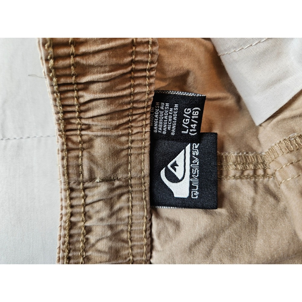 Quiksilver Boys Khaki Chino Walk Shorts Tan Elastic Waist Size Large 14/16 - Picture 3 of 7